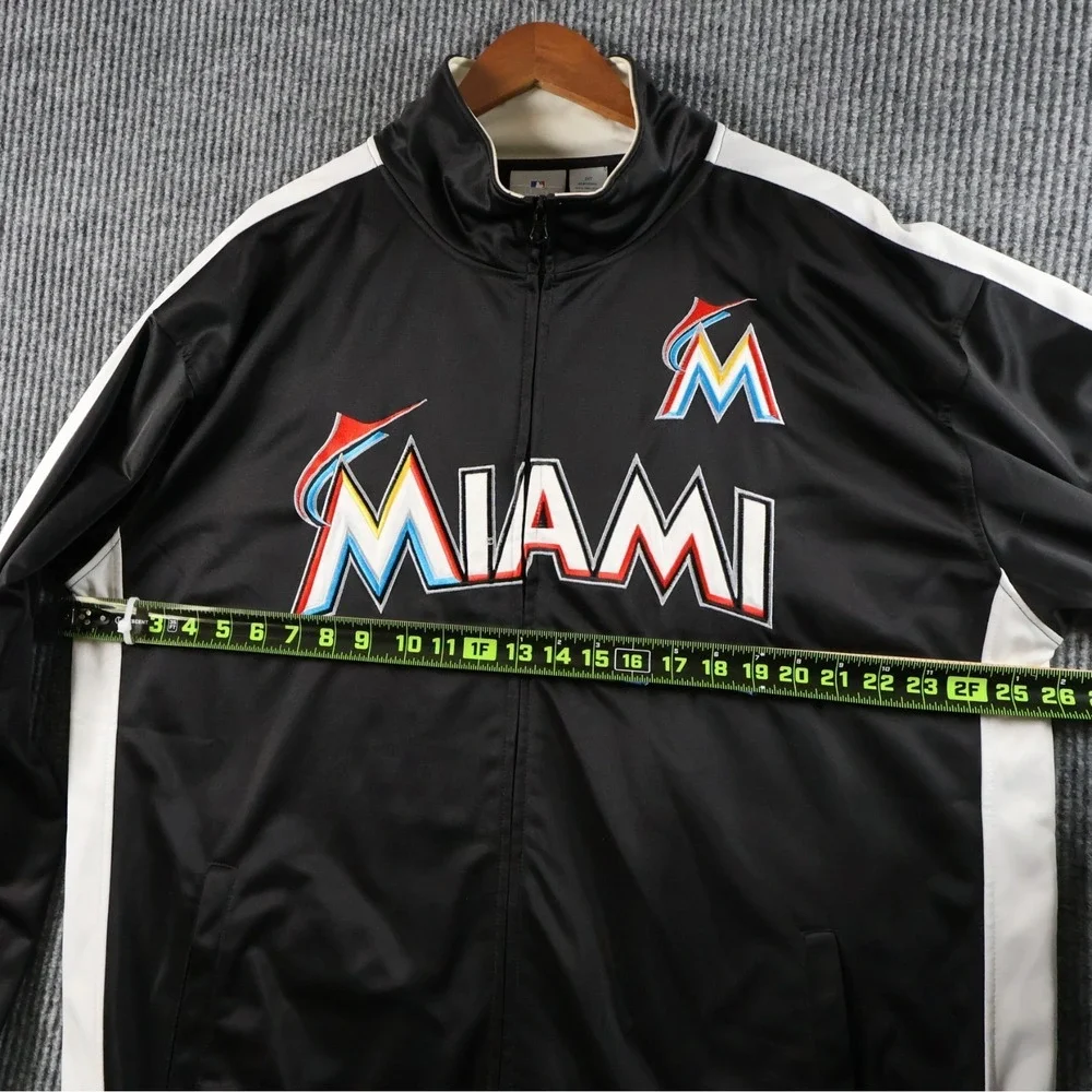 Miami Marlins MLB Full Zip Track‎ Jacket Black Mens Size 2XT 2XLT Baseball Retro